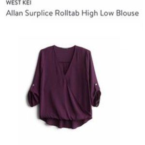 WEST KEI ALLAN SURPLICE HIGH-LOW BLOUSE PURPLE NWT